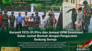Koramil 1513-01/Piru dan Jemaat GPM Gesetmani Gelar Jumat Berkah dengan Pengecatan Gedung Gereja.